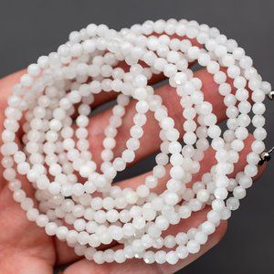 Super long white moonstone necklace boho,  unique moon stone crystal necklace